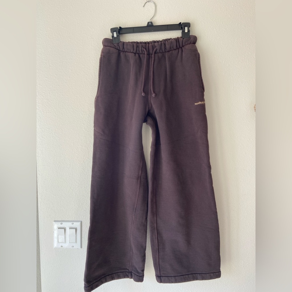 Madhappy Sweatpants Classics Fleece Straight Logo BROWN Relaxed Lounge XS